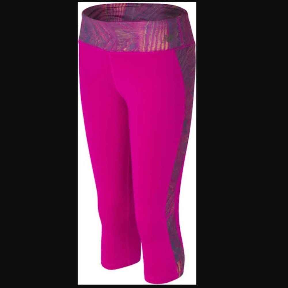 NWT New Balance Girl Hot Pink Athletic Cropped Sport Running Leggings Size L14